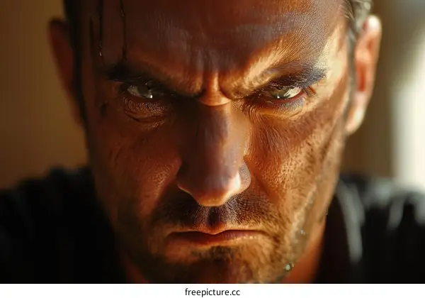 Closeup Portrait of a Serious Man