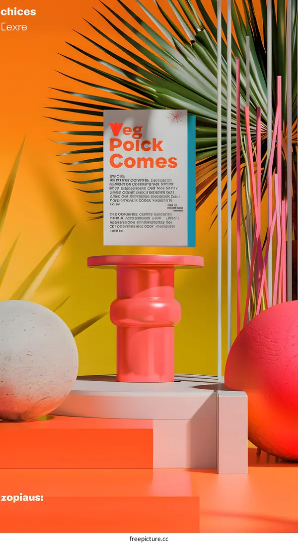 Abstract 3D Design with Text and Shapes