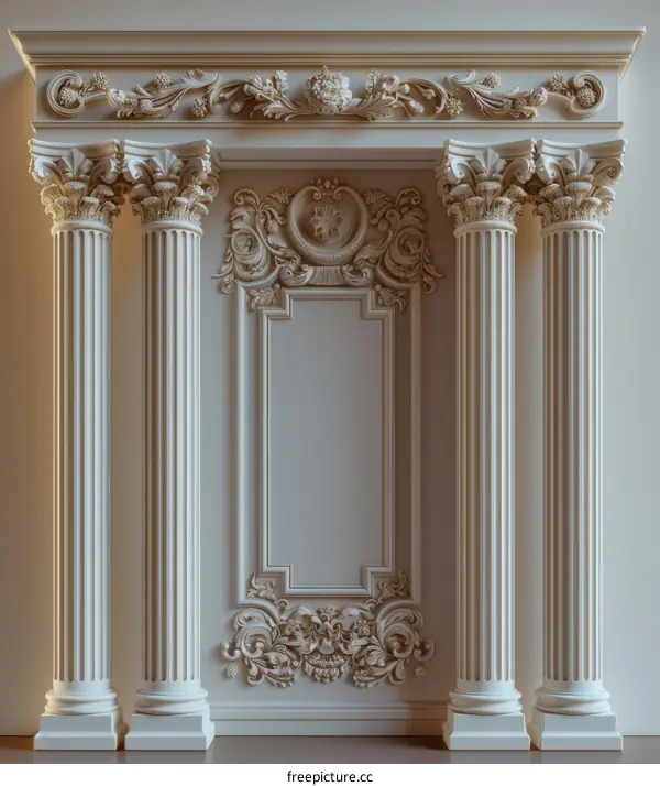 Ornate Architectural Wall Paneling with Columns