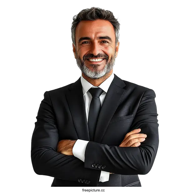 [Transparent Background PNG]Confident Businessman Portrait