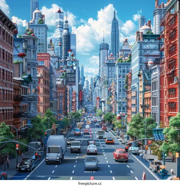 Modern City Skyline with Skyscrapers