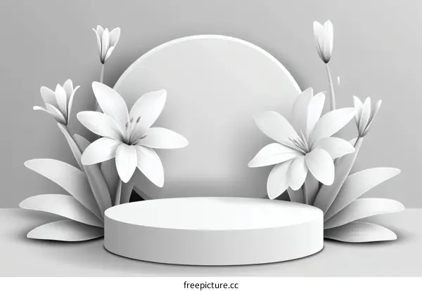 Abstract Floral Display Podium Illustration