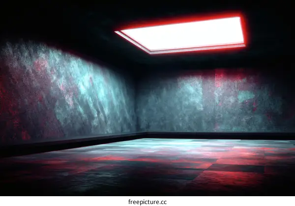Neon Glowing Empty Industrial Room