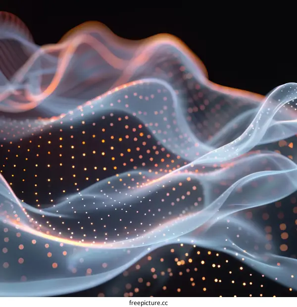 Abstract Futuristic Glowing Particles Waveform