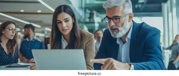 Business People Discussing Project on Laptop