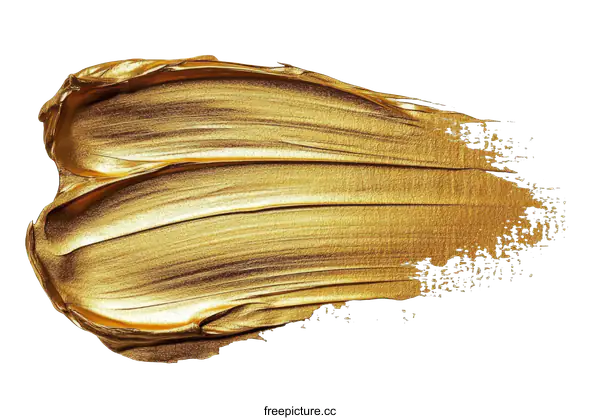 [Transparent Background PNG]Golden Paint Stroke Abstract Art