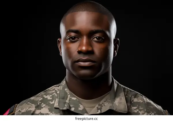 Portrait of a young African-American soldier