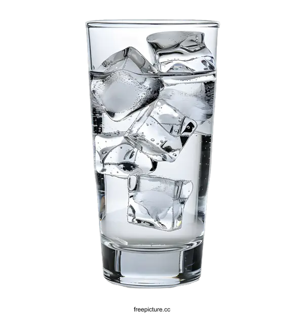 [Transparent Background PNG]Glass of Water with Ice Cubes