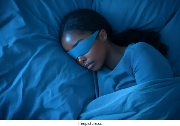 Woman Sleeping with Eye Mask in Bed