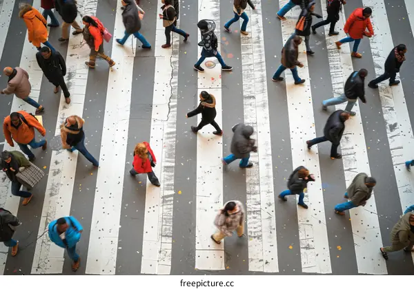 People crossing the road in the crosswalk