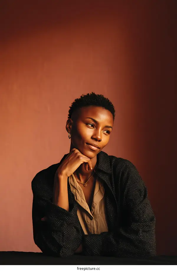 Thoughtful Black Woman Portrait