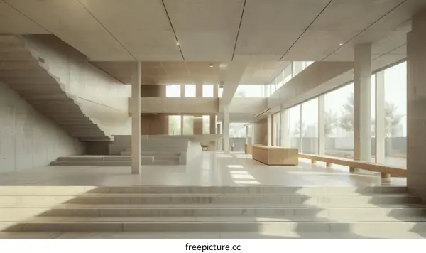 Modern Architecture: Bright and Airy Staircase and Lobby with Natural Light