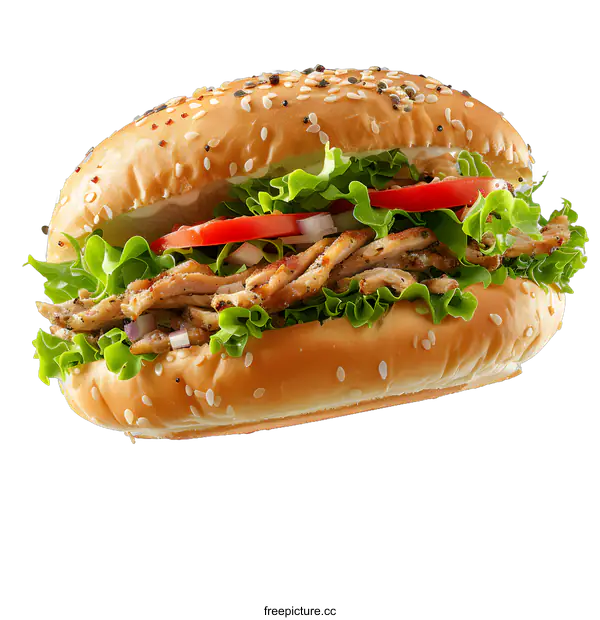 [Transparent Background PNG]Delicious chicken shawarma sandwich on white background