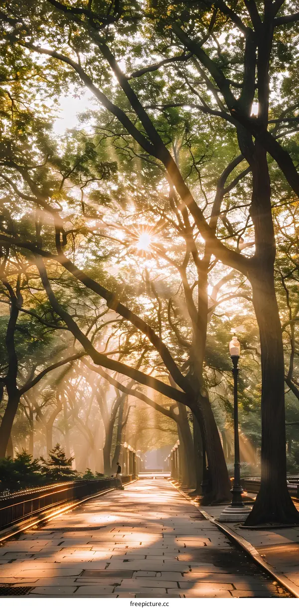 Sunlight Through Trees In Park