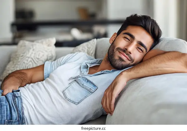 Relaxing Man on Sofa