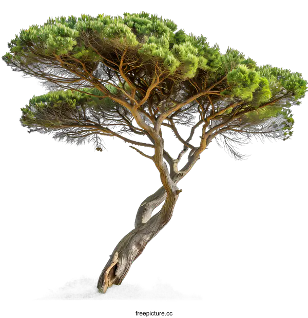 [Transparent Background PNG]Isolated Twisted Pine Tree On White Background