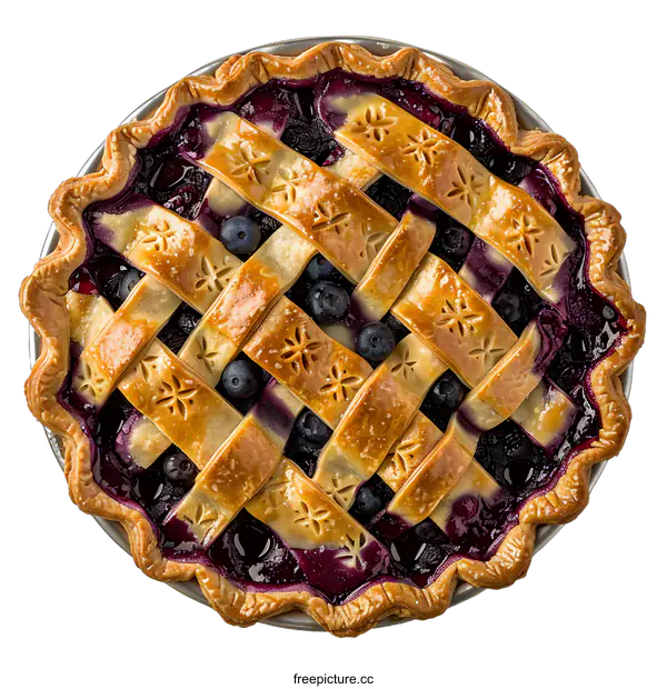 [Transparent Background PNG]A delicious homemade blueberry pie with a lattice crust