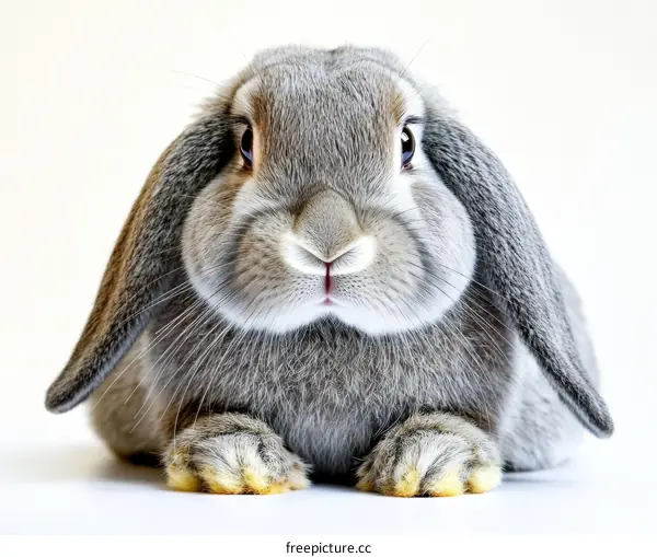 Close-up Portrait of a Grey Rabbit