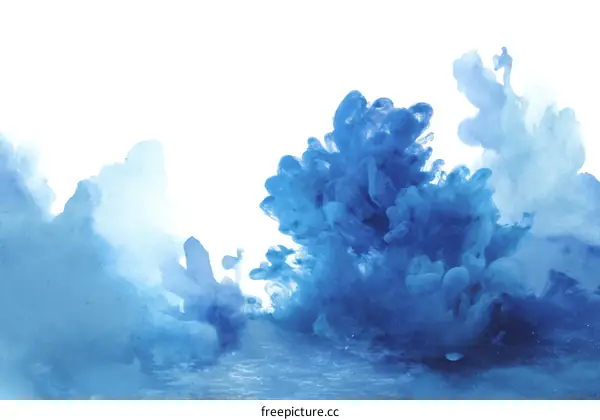 Abstract Blue Ink Blobs on White Background