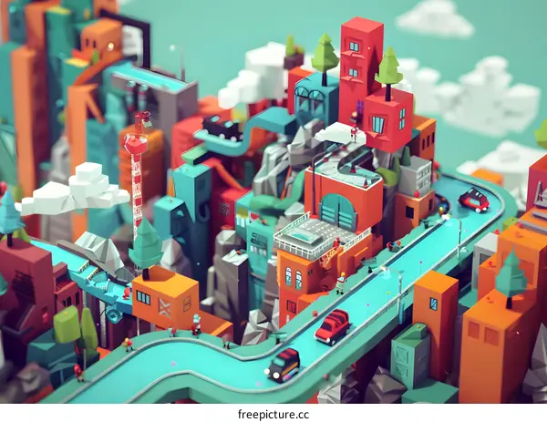 Low Poly Cityscape Illustration