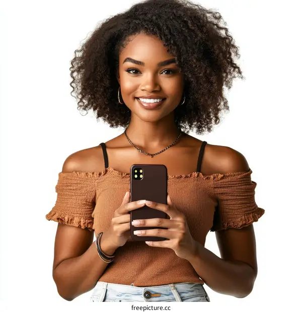 Young Woman Holding Smartphone Portrait