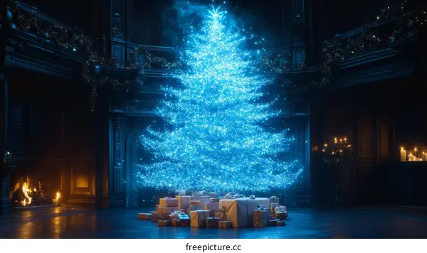 A Majestic Christmas Tree in a Grand Hall