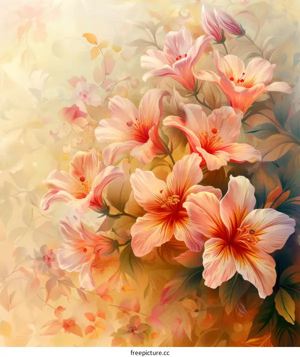 Hand-painted tropical flower illustrations