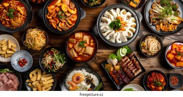A table full of delicious Korean food