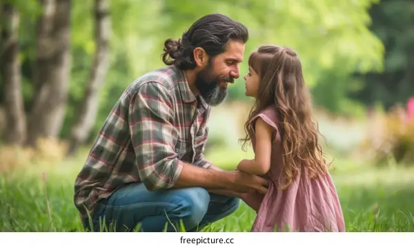 Father and daughter bonding in nature