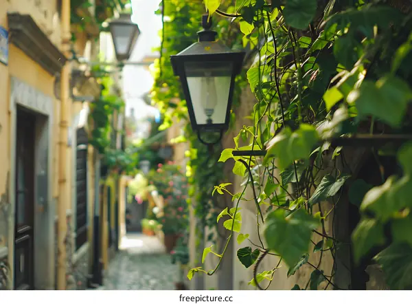 Green Ivy Growing on a Building in a European City