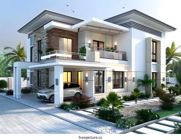 A modern white villa
