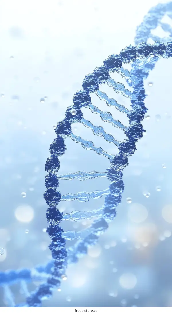 3D DNA Structure Illustration in Light Blue