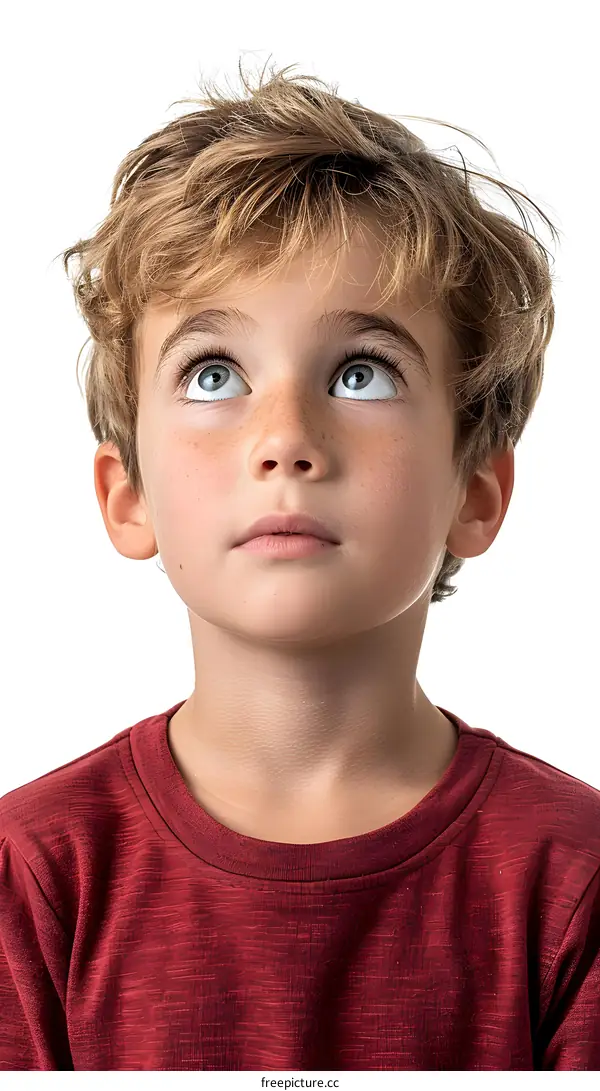 Portrait of a boy looking up