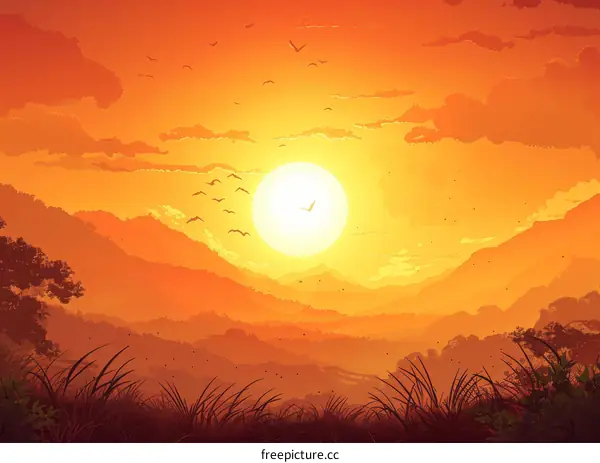 Fiery Sunset Over the Smoky Mountains