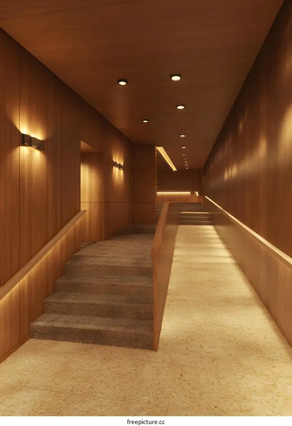 Modern Interior Design with Wooden Walls and Stairs