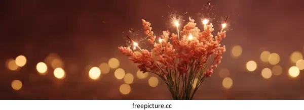 Sparkling Decorative Flowers on Bokeh Background