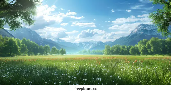 Alpine Meadow Landscape in the Mountains