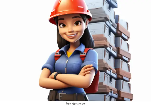 Confident Female Construction Worker Smiling in Hard Hat