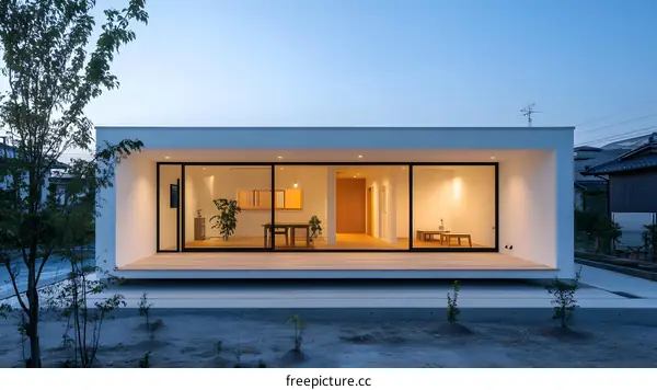 Modern Japanese House with Large Windows
