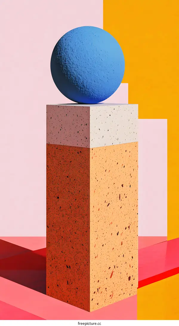 Blue Sphere On A Colorful Block