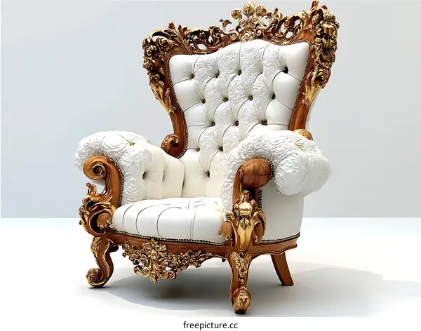 Ornate Baroque Style Luxury White Chair