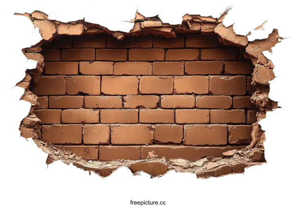 [Transparent Background PNG]Damaged Wall with Brick Hole