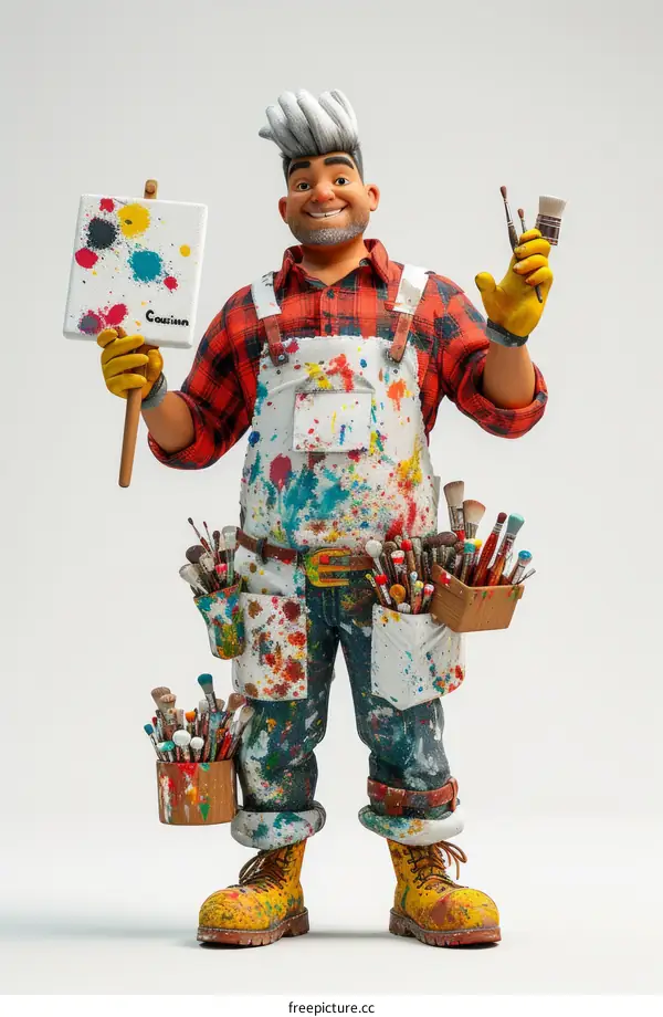 3D Illustration of a Male Painter
