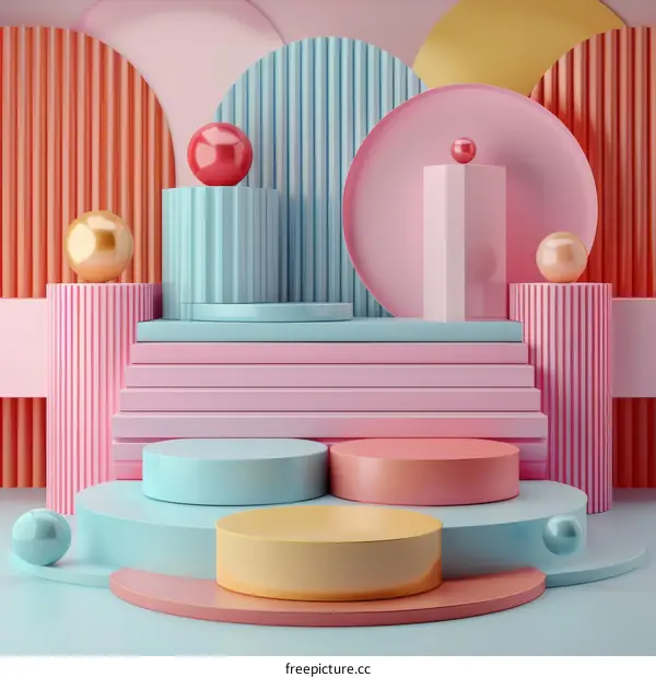 Colorful Geometric Display Stand Illustration