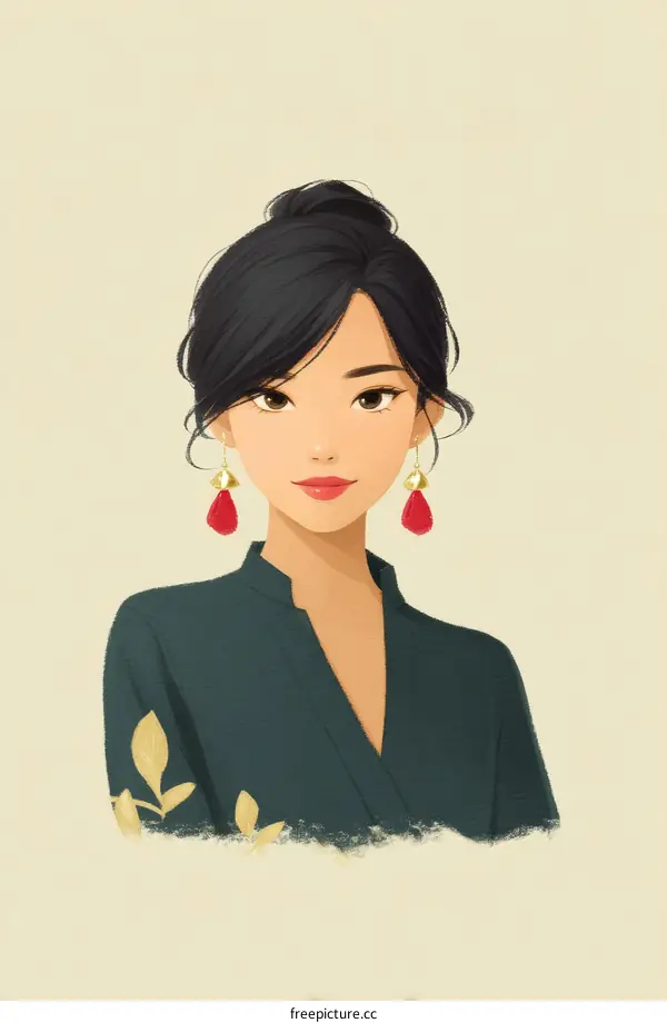 Elegant Asian Woman Illustration