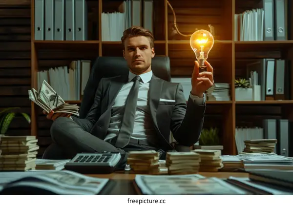 Businessman has a lot of money and an idea