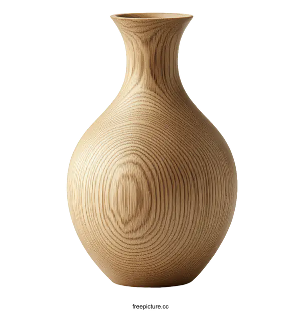 [Transparent Background PNG]Elegant Wooden Vase for Home Decor