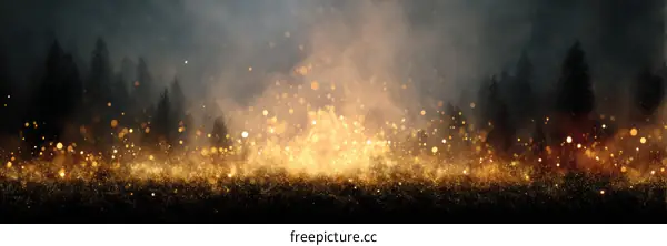 Forest Fire at Night Landscape Illustration
