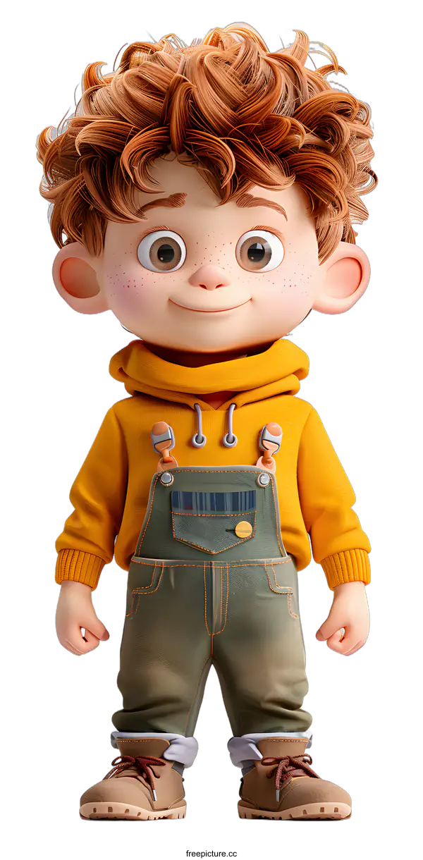 [Transparent Background PNG]3D rendering of a cute cartoon boy