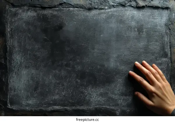Dark Gray Stone Surface with Hand Placement